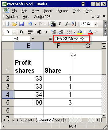 Rounding profit shares
