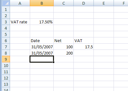 Extending formulas in an Excel list