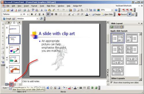 PowerPoint - current slide button