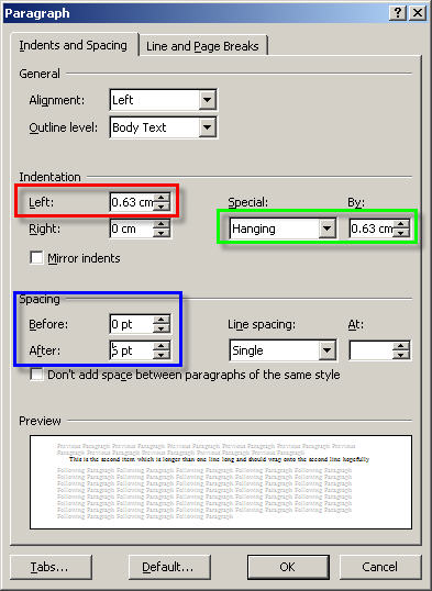 Number list with paragraph formatting